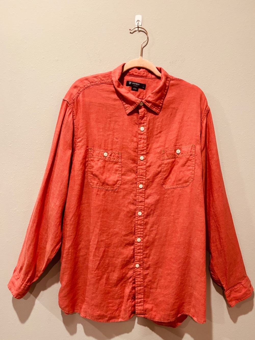 Daniel Cremieux Red Button-Up Linen Shirt Size XL Beachy Resort Summer Vacation